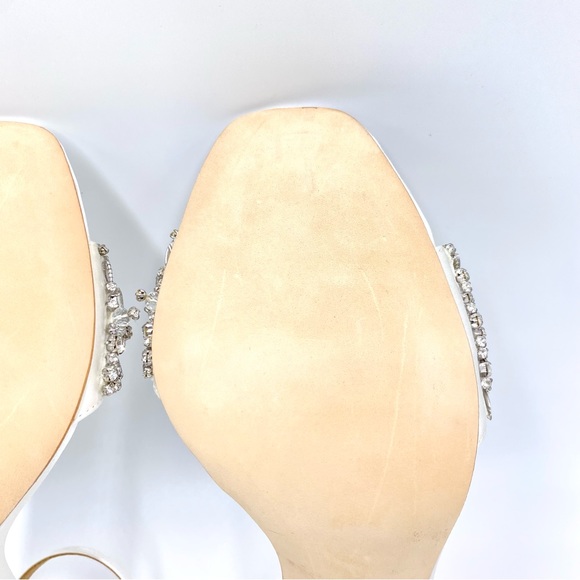 Badgley Mischka Size 10 Rider Soft White Satin‎ Jewel Dress Sandals Heels Shoes - Picture 11 of 14